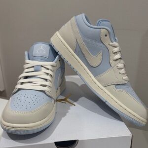 Jordan Women’s Sky Blue and Beige Sneakers